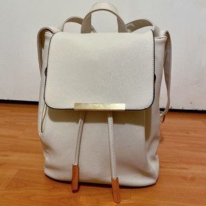 White and Gold Faux Leather Backpack
